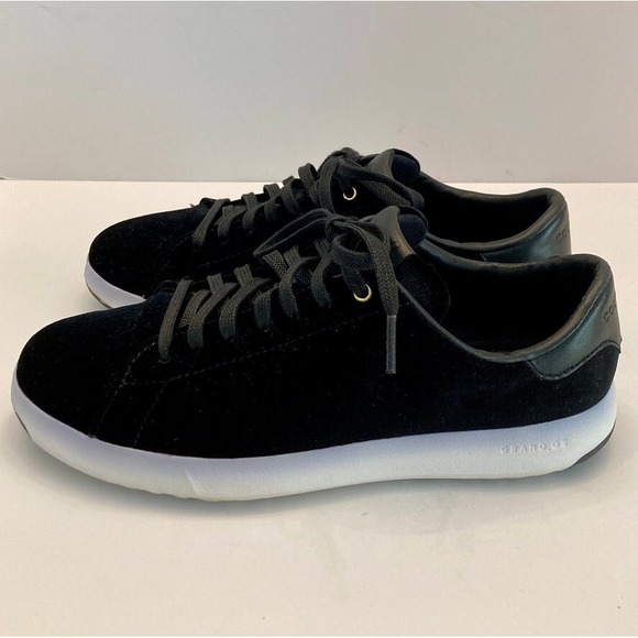 Cole Haan Grandpro Black Velvet Sneakers Womens 9 Medium Lace Up Low Top - Picture 4 of 9